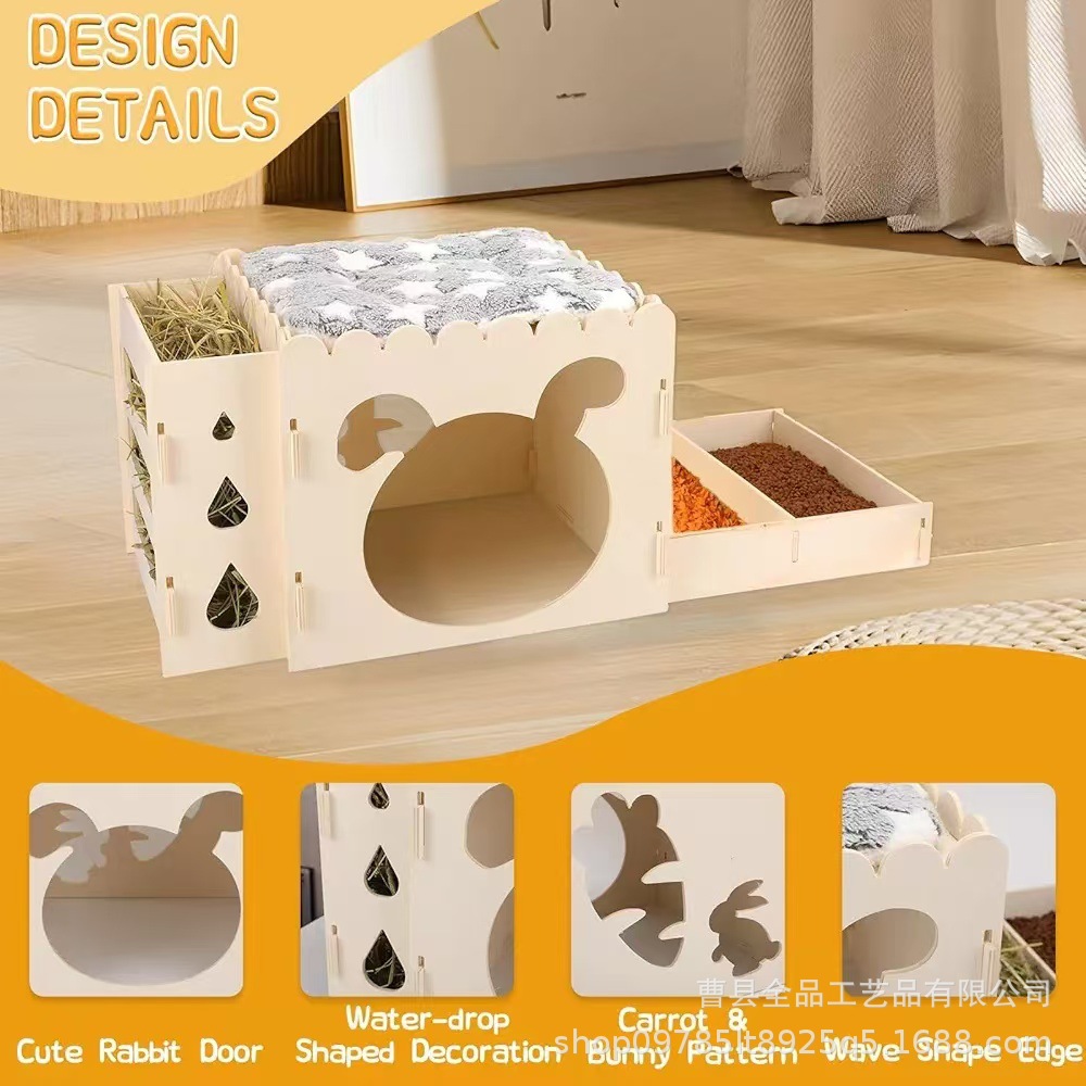 Nido de conejito de madera Juguete desmontable Castillo Montaje Plataforma de conejito Cochinillo Juguete de madera Casa de refugio