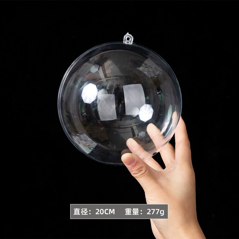 acrylic transparent ornament ball, split fillable, for Christmas and window displays, 4–20 cm