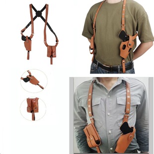 Cross-Border Outdoor Universal Tactical Armpit Quick Draw G17 Holster Hidden Magazine Bag 1911 Pistol Leather Gun Bag