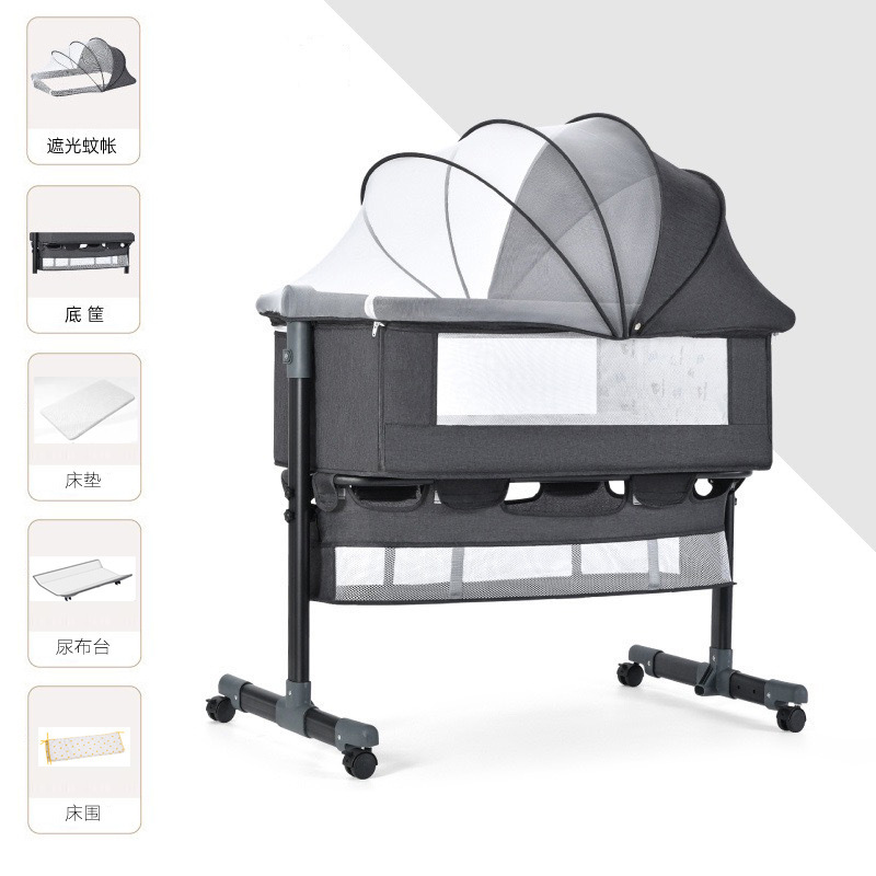 Cama multifuncional para recién nacidos, cama grande, cama para bebés, cuna plegable, elevación móvil y portátil image 39
