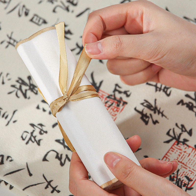 Roll Calligraphy Scroll, Vintage Flower Stationery, Small Handscroll Hanging Painting, Chinese Painting Paper, Batik Mini Portable Calligraphy and Painting Creative Gift