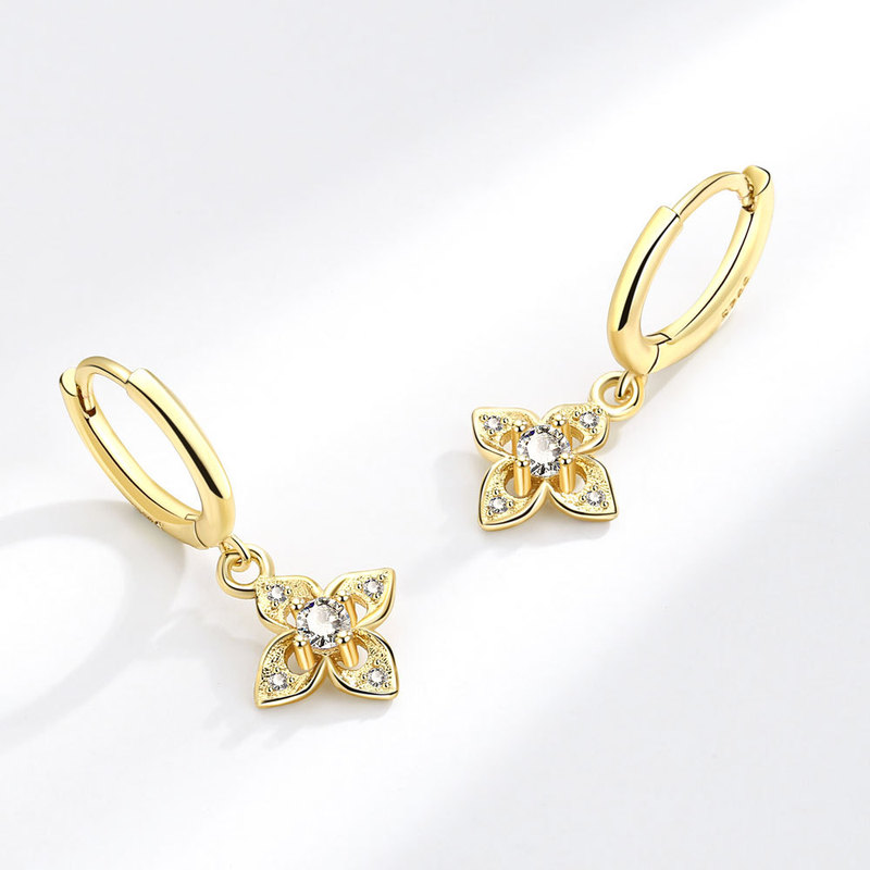 Japanese and Korean style diamond-embedded zircon cross earrings simple personality trendy ear buckle AliExpress Amazon jewelry