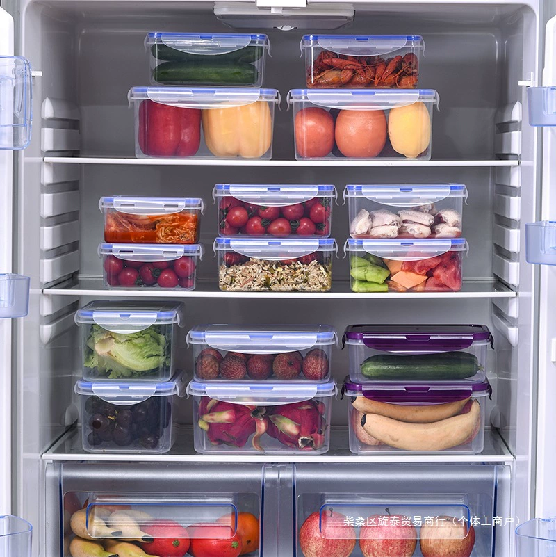 Kitchen refrigerator rectangular crisper microwave heat-resistant plastic lunch box food lunch box fruit storage sealed box without