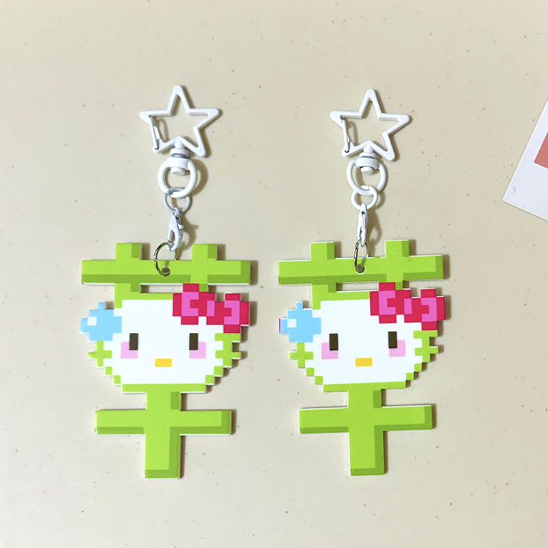 New Style Cursive Cat K Pixel Cartoon Keychain Cute Student High-Value Pendant Decoration Gift for Best Friend New Style Cursive Cat K Pixel Cartoon Keychain Cute Student High-Value Pendant Decoration Gift for Best Friend