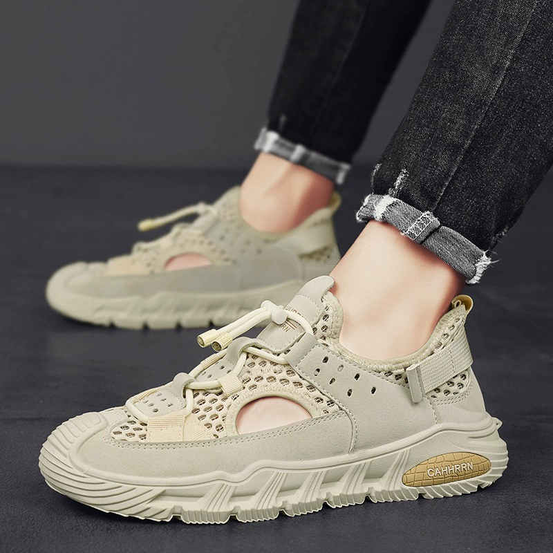 Baotou мужская обувь летняя большая сеть полые спортивные повседневные ботинки мужские 2024 новые студенческие дышащие туфли