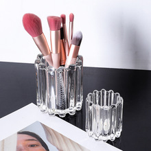 韩国ins风同款齿轮玻璃毛桶小众装饰化妆刷桶桌面摆件收纳玻璃筒