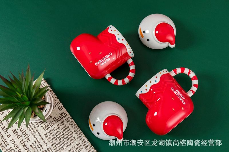 クリスマスカップ創意クリスマス陶磁器カップ雪だるまマグカップ高顔値カップクロスボーダー外国貿易お土産|undefined