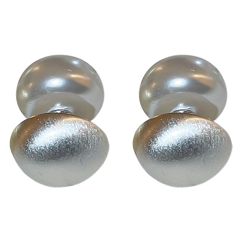 Aguja de plata brillante superficie cepillado frijol Stud pendientes Corea del Sur moda simple todo partido pendientes de perlas pendientes de temperamento al por mayor