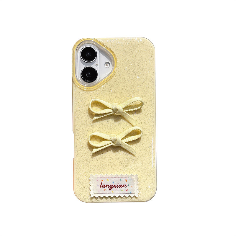 フラッシュ粉立体蝶ネクタイiPhone14/13はアップル16/15promax携帯電話ケースの転倒防止カバーを適用している|undefined