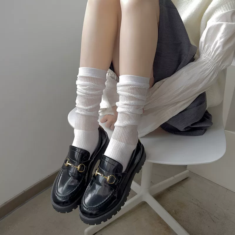 Summer socks, thin comfortable breathable white tights, mid-length