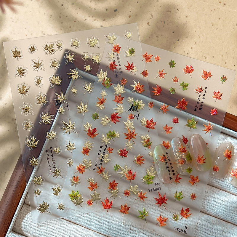 Yitu Ant Shell Light Maple Leaf Nail Art Sticker Ancient Poetry Chinese Style Flashing Popular Decorative Sticker Yt6840 Yitu Ant Shell Light Maple Leaf Nail Art Sticker Ancient Poetry Chinese Style Flashing Popular Decorative Sticker Yt6840