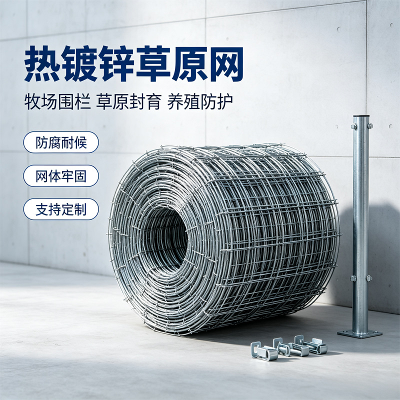 宏烨金属热镀锌草原网牛栏网低碳钢丝高强度牧区牧场养殖围栏山地