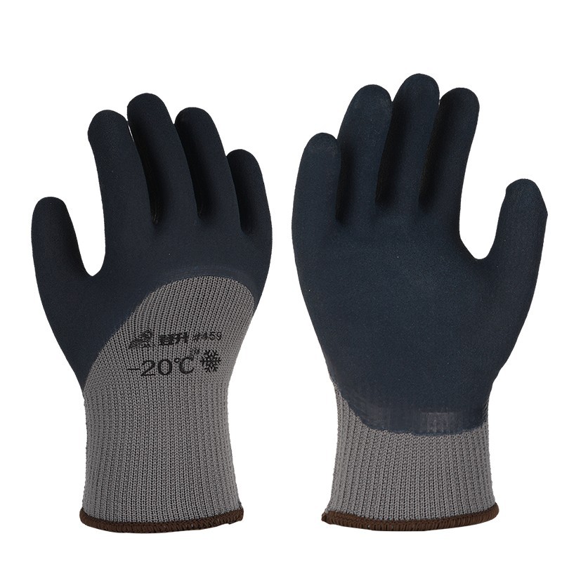 Dengsheng guantes de protección laboral esmerilado antideslizante 459 poliéster anti-congelación Terry Invierno antideslizante trabajo a prueba de frío