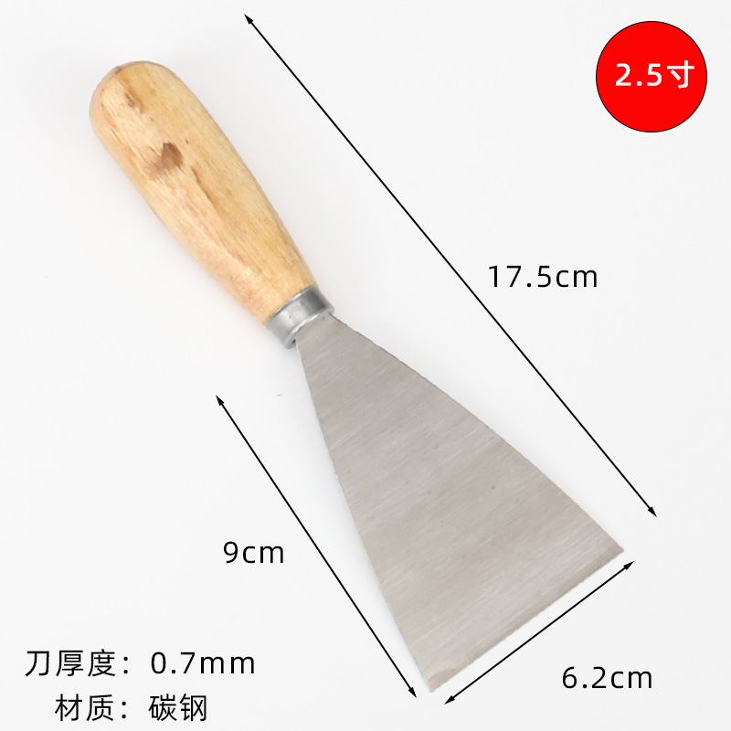 Cuchillo de masilla de mango redondo al por mayor de fábrica cuchillo de masilla de mango de madera cuchilla de acero al carbono cuchilla de limpieza raspador cuchillo de masilla cuchillo por lotes