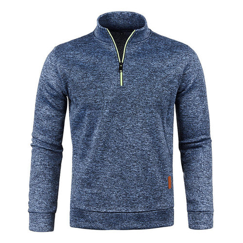 25 Men's Autumn/Winter Collar Zip Knit Sweater Sleeve Thin Fleece Trendy Sweatshirt Top Sweater Jacket Large Men