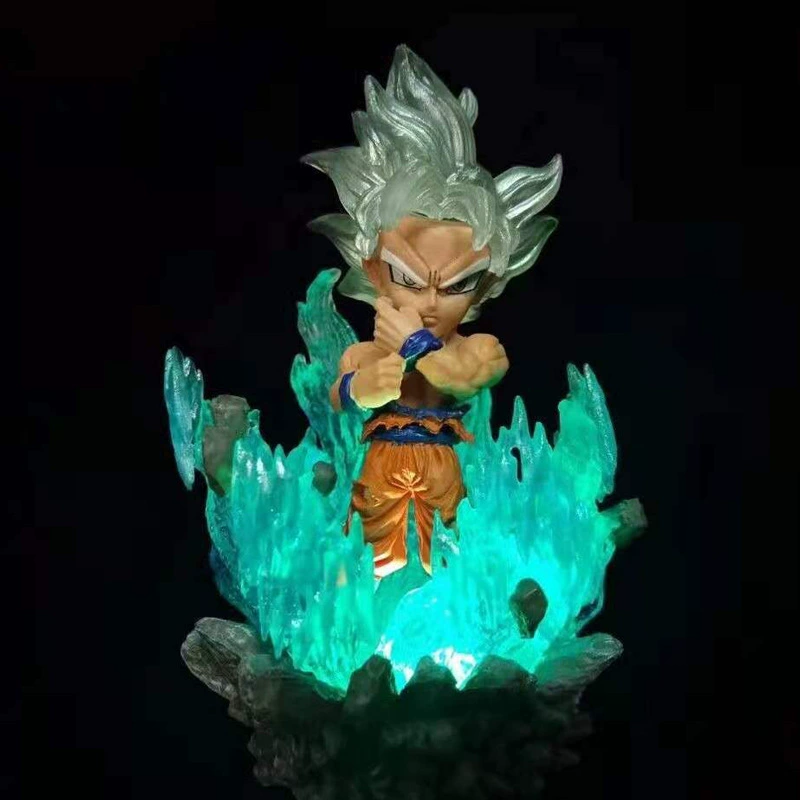Роботизированная игрушка/фигурка Dragon Ball ручная портативная Сайян Гоку Какарот Супер Синий Бегита Свето-изданное Q-вариант коробка с куклой