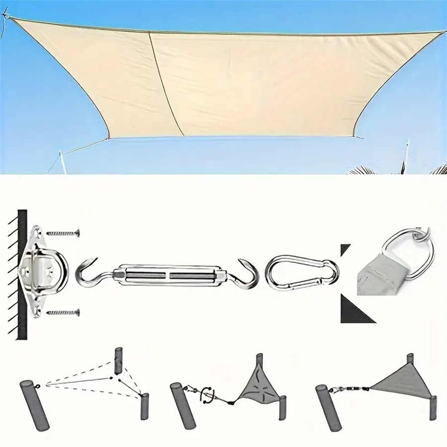 Xiyin Temu Cross-Border Outdoor Canopy in Stock, Rectangular Sunshade Sail, 420D Oxford Cloth Sunshade Sail, Triangular Shape