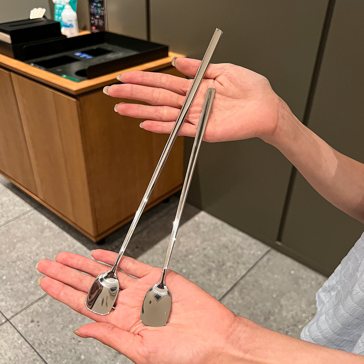 Långskaftad sked i rostfritt stål för kaffe te och honung_voghion.com