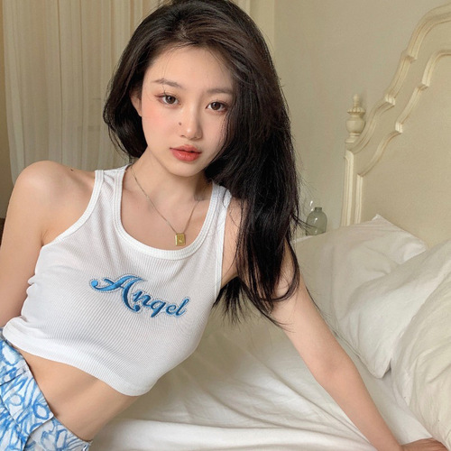 Designed thread outer short top  summer inner sleeveless Korean style camisole sexy vest for women ins