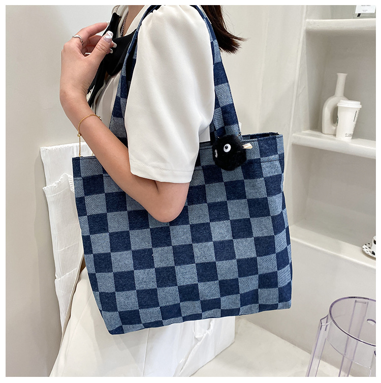 Fashion Plaid Square Open Tote Bag display picture 2