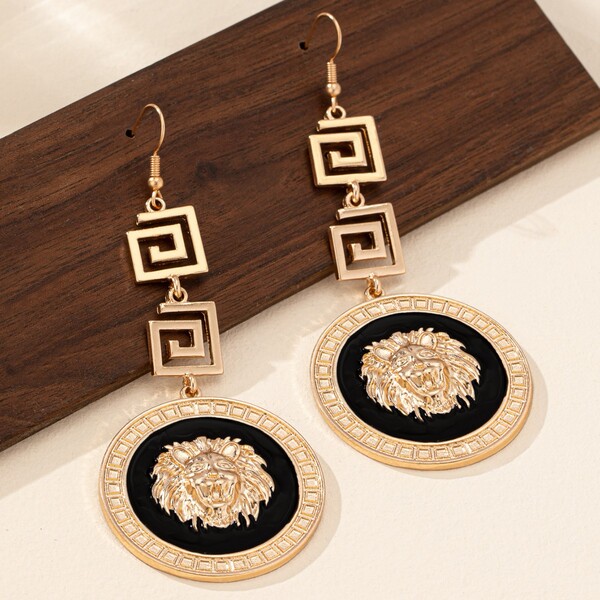 Retro necklace and earrings hip-hop style