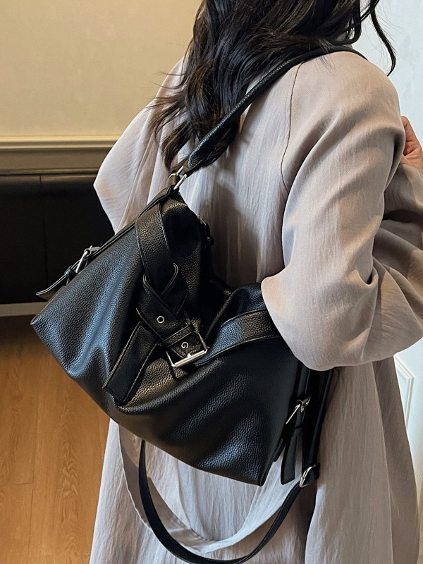 跨境百搭辣妹机车包大容量手提个性休闲单肩腋下包通勤斜挎托特包|undefined