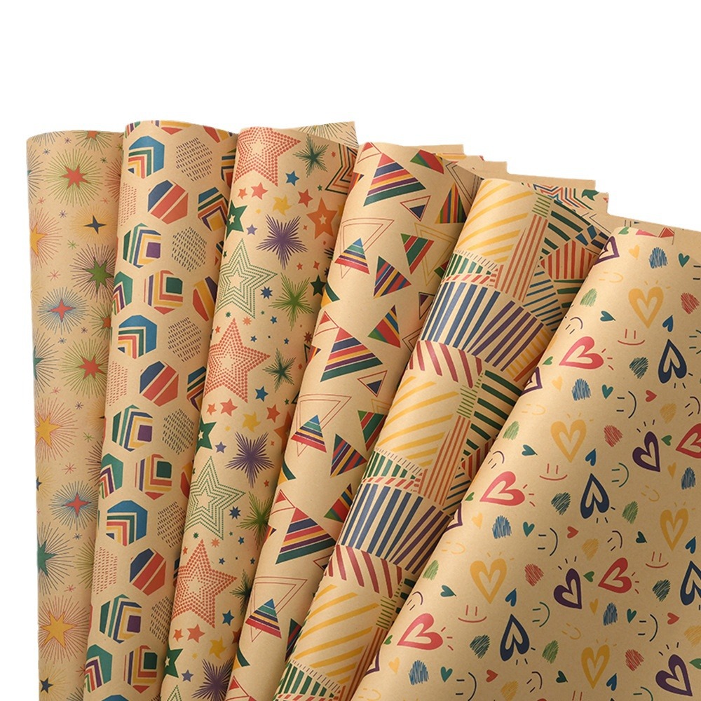 Amazon nuevo papel kraft retro embalaje de regalo de cumpleaños de San Valentín paquete de papel de embalaje al por mayor