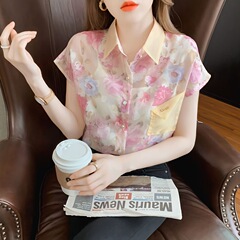 洋气碎花雪纺衬衫女设计感小众夏季装2025年新款高端上衣短袖气质