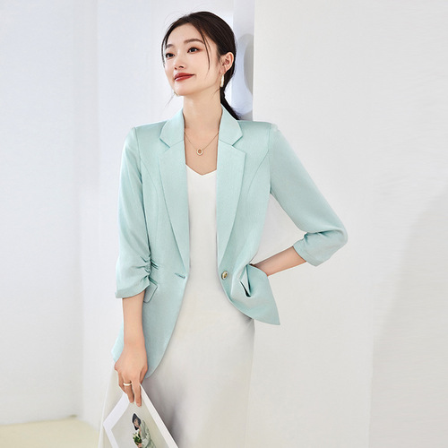 Mid-sleeve small blazer women's spring 2024 new high-end suit suspender skirt professional suit skirt two-piece set