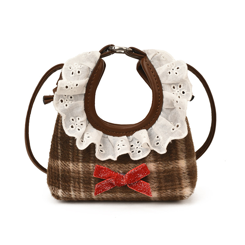 Dolce encaje de niña bolso de hombro, bolso de mini bebé, bolso de otoño y invierno, nuevo tipo de bolso para niños