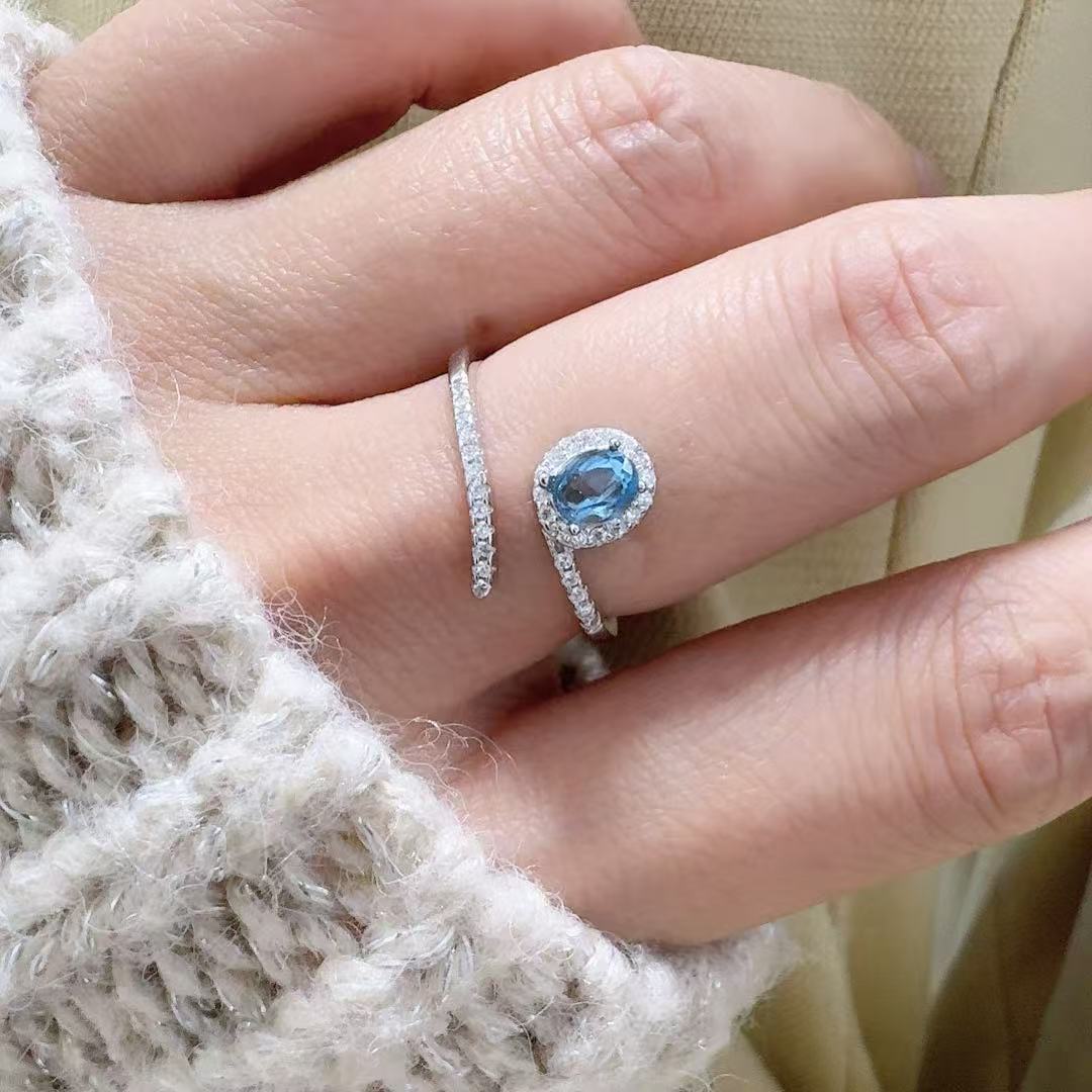 Geometric Pattern 1 Piece 925 Sterling Silver Sapphire Geometric Gem September Birthstone Sapphire Zircon Open Rings Rings