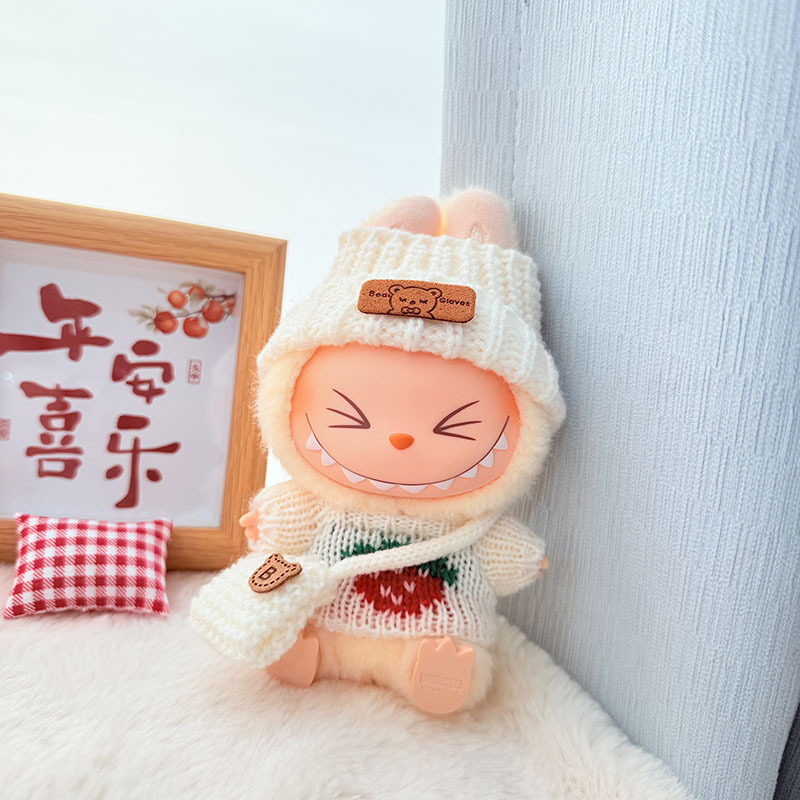 Solo ropa] Llavero de primera y segunda generación Labubu colgante de ropa Rabubu ropa de bebé suéter de punto traje de sombrero