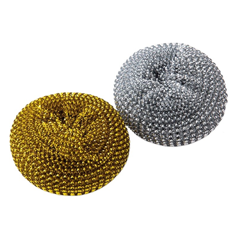 Bola de limpieza para platos de plástico PET, bola de lana de acero, bola de lana de acero y plástico desmontable para cocina con mango, cepillo para ollas.