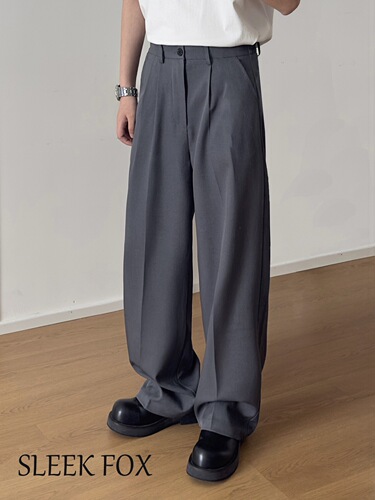 Autumn and winter style, non-iron, anti-wrinkle, drag-feeling straight trousers, all-matching loose design, Korean casual pants