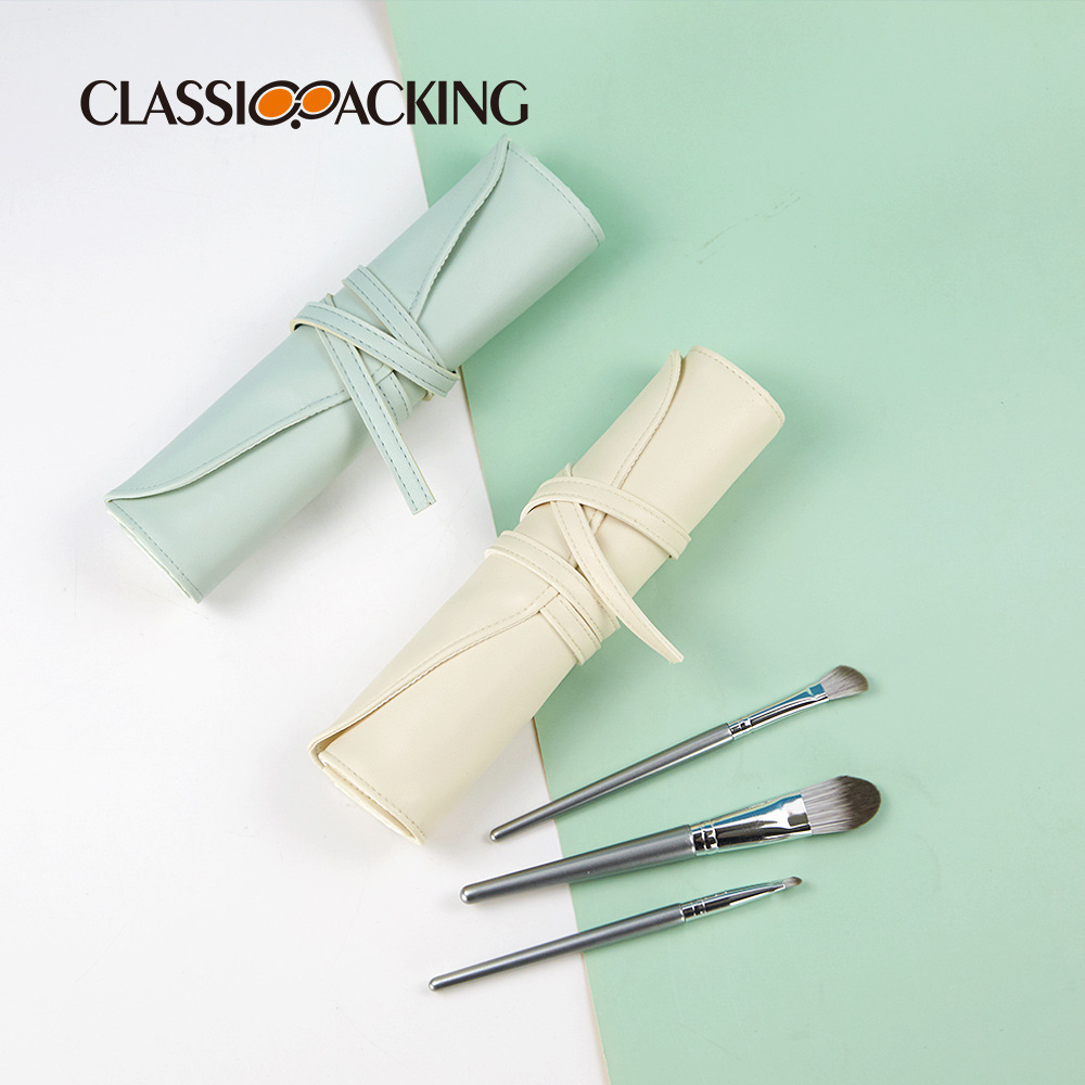 Bolsa de almacenamiento de herramientas de belleza simple japonesa Bolsa de rollo Cepillo de sombra de ojos Bolsa de almacenamiento de lápiz de cejas Bolsa de cepillo de maquillaje impermeable portátil