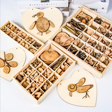 DIY手工動物樹枝拼圖創意自然木藝材料包原工制作樹片實木片玩具
