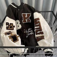 2023年アメリカファッションレトロアルファベット刺繍プリント野球服コットンレディースゆるい春秋かっこいいジャケット
