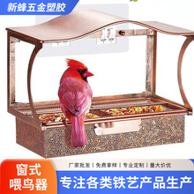 工厂直销跨境亚马逊TEMU热卖爆款铁艺吸盘窗式喂鸟器鸟类喂水喂食