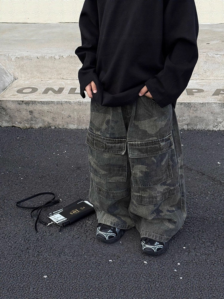 Children's autumn camouflage trousers for boys