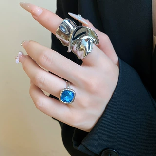 欧美镶钻几何开口戒指个性设计感时尚精致食指戒轻奢高级感手饰女