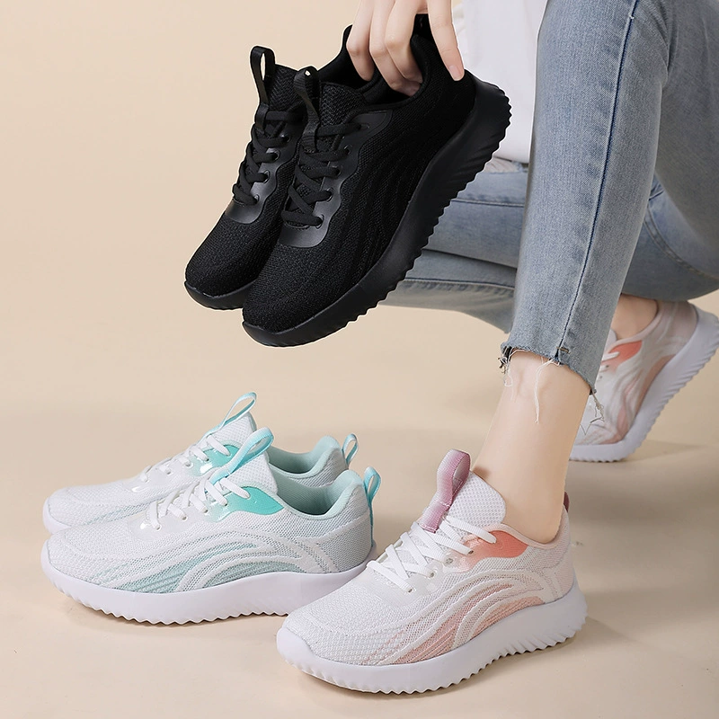 Женская повседневная обувь, весенне-летняя Летающая тканая Спортивная повседневная обувь, дышащая удобная сетчатая легкая женская обувь для бега