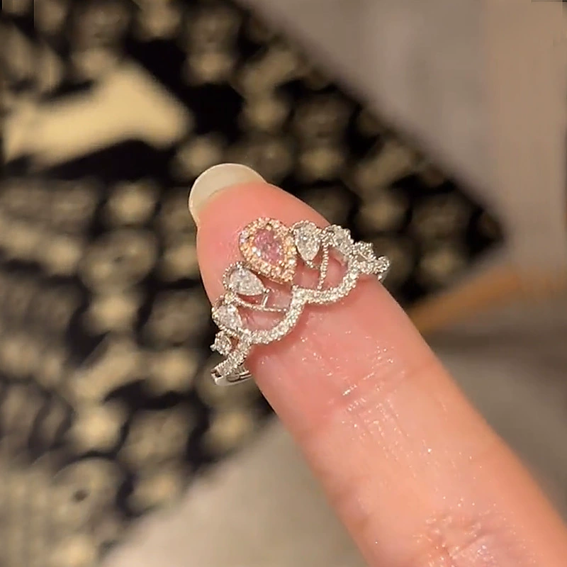 Ring Fuchsia small design, universal stone ring, light-luxury index-finger style