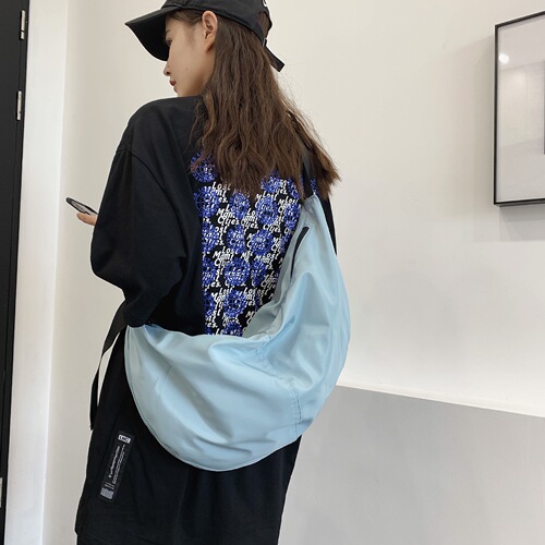 Unisex style bag new waterproof nylon dumpling bag for women Korean version solid color large capacity single shoulder crossbody bag for men