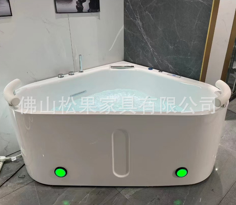 Integrated seamless large apartment acrylic massage surfing intelligent heating triangle curved corner bathtub tub