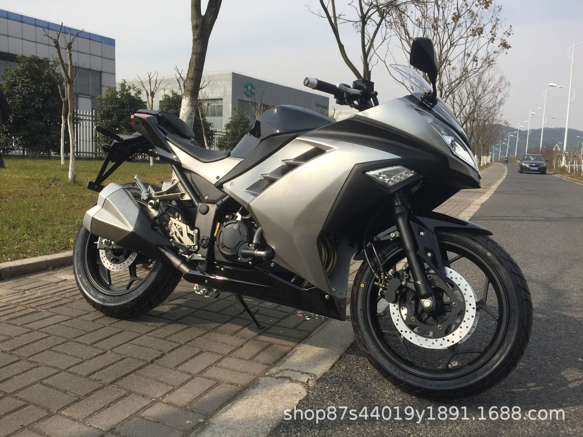 License-able motorcycle Kawasaki Ninja, twin-cylinder racing replica, Horizon sportbike, adult gasoline-powered sportbike, complete vehicle