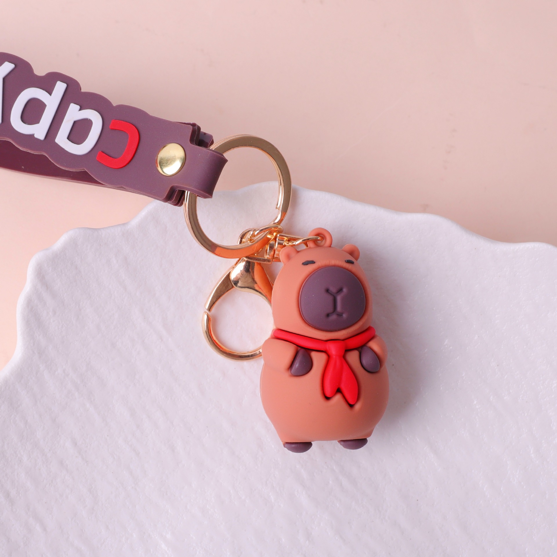 Lindo capibara llavero Kapibala bolso colgante creativo dibujos animados coche cadena llave muñeca colgante regalo image 9