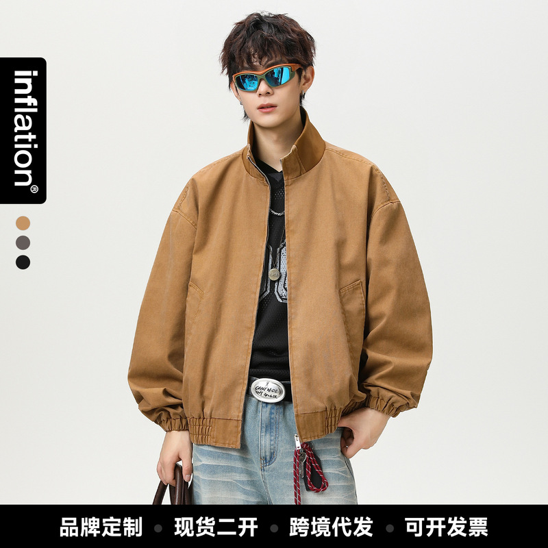 Jiezhanyou Goods | Detroit Flight Jacket 26 Spring New American Style Cleanfit Solid Color Stand Collar Jacket for Men