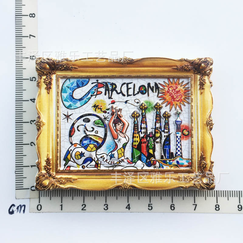 Fabricante en stock suministro transfronterizo al por mayor viajes creativos españoles decoración conmemorativa artesanía UV refrigerador magnético pegatinas