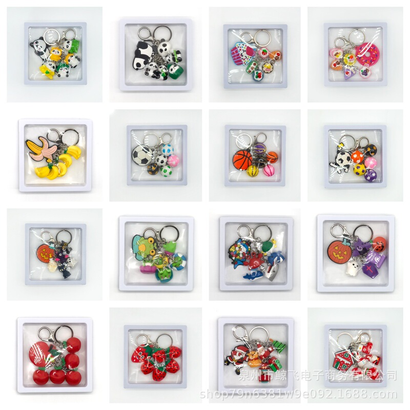 Cross-Border New Hot-Selling 3D Stereo Christmas Peripheral Cartoon Fruit Animal Leisure String Music Pvc Keychain