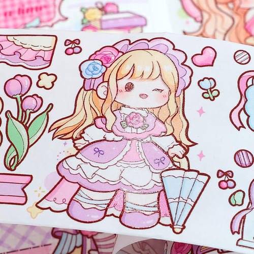 Tiraudo Tape Rose Princess Wide Tape Cute Girl Heart Notebook Tape Sticker Special Oil and Paper Tape